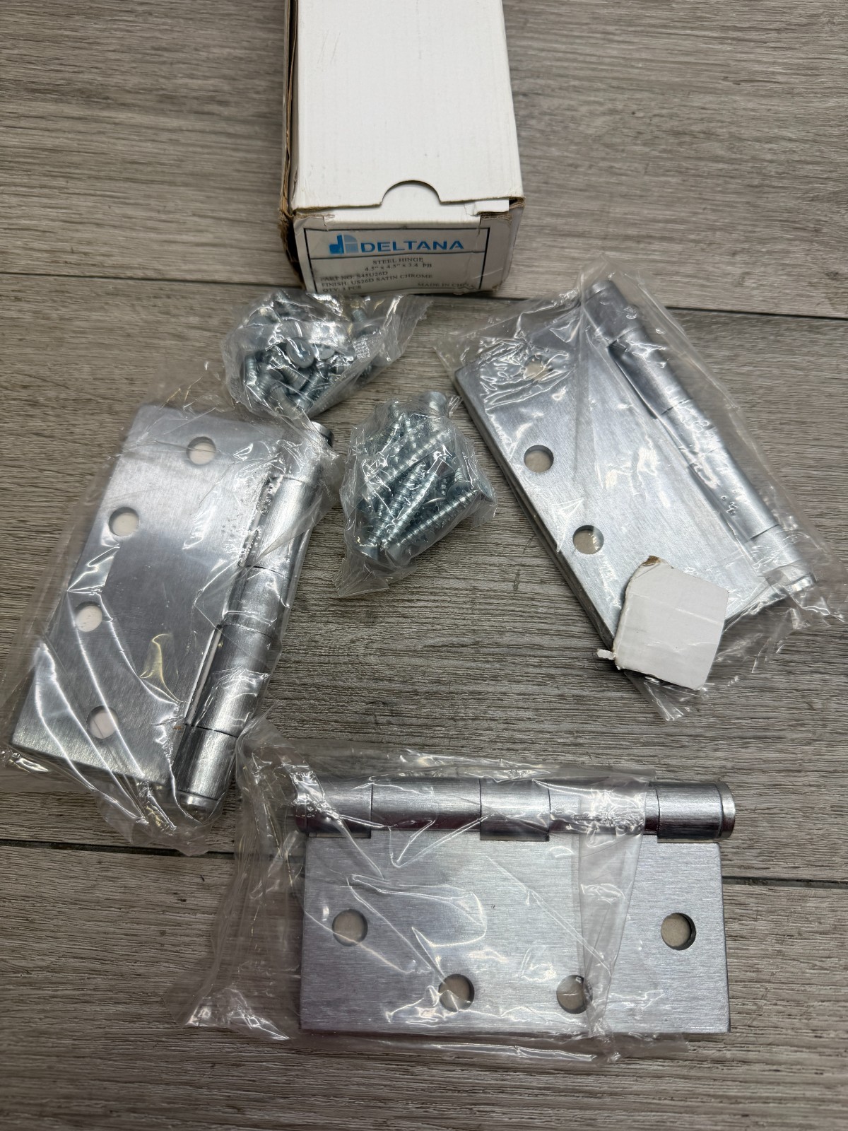 Deltana S45U26D 4-1/2" x 4-1/2" Square Hinges, HD in Brushed Chrome Pair