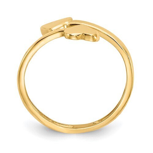 Solid 10K or 14K Yellow Gold Double Polished Heart Adjustable Toe Ring - Gold