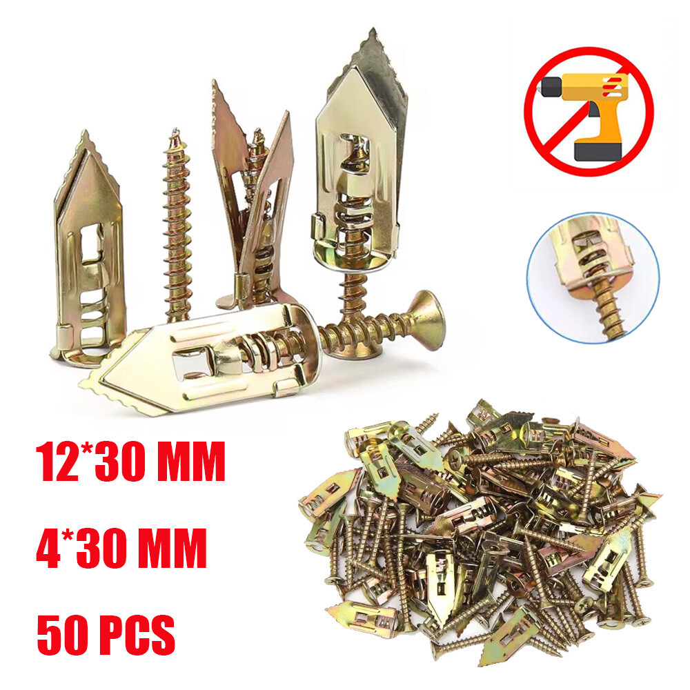 50pcs Self Drilling Drywall Anchors Screws Hollow Wall Anchor Expansion Kit