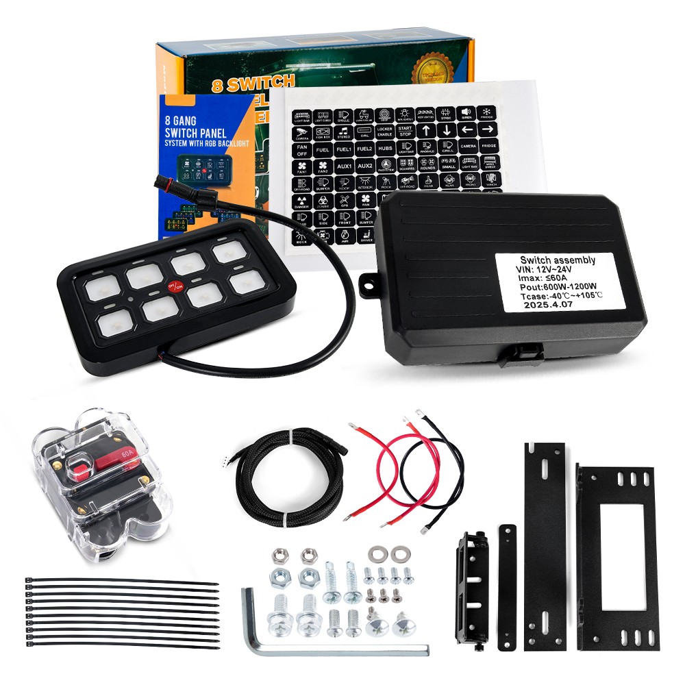 Universal 8 Gang Switch Panel On-Off LED Car Switch Panel Circuit Control 12/24V
