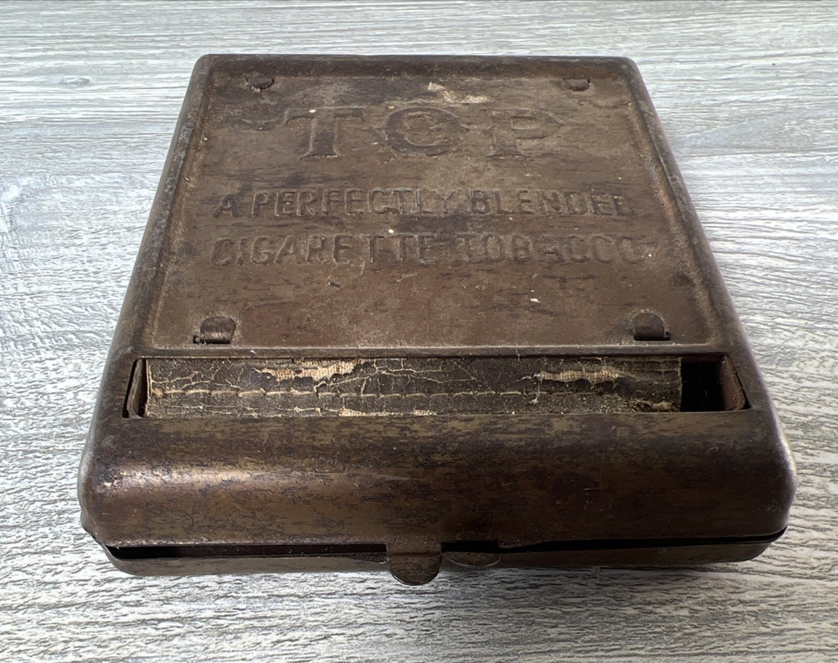 Vintage 50's P Tin Cigarette Roller "A Perfectly Blended Cigarette Tobacco"