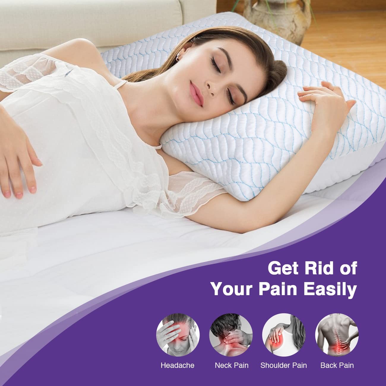 Cooling Shredded Memory Foam Pillows for Sleeping Cool Cold Pillow Standard S...