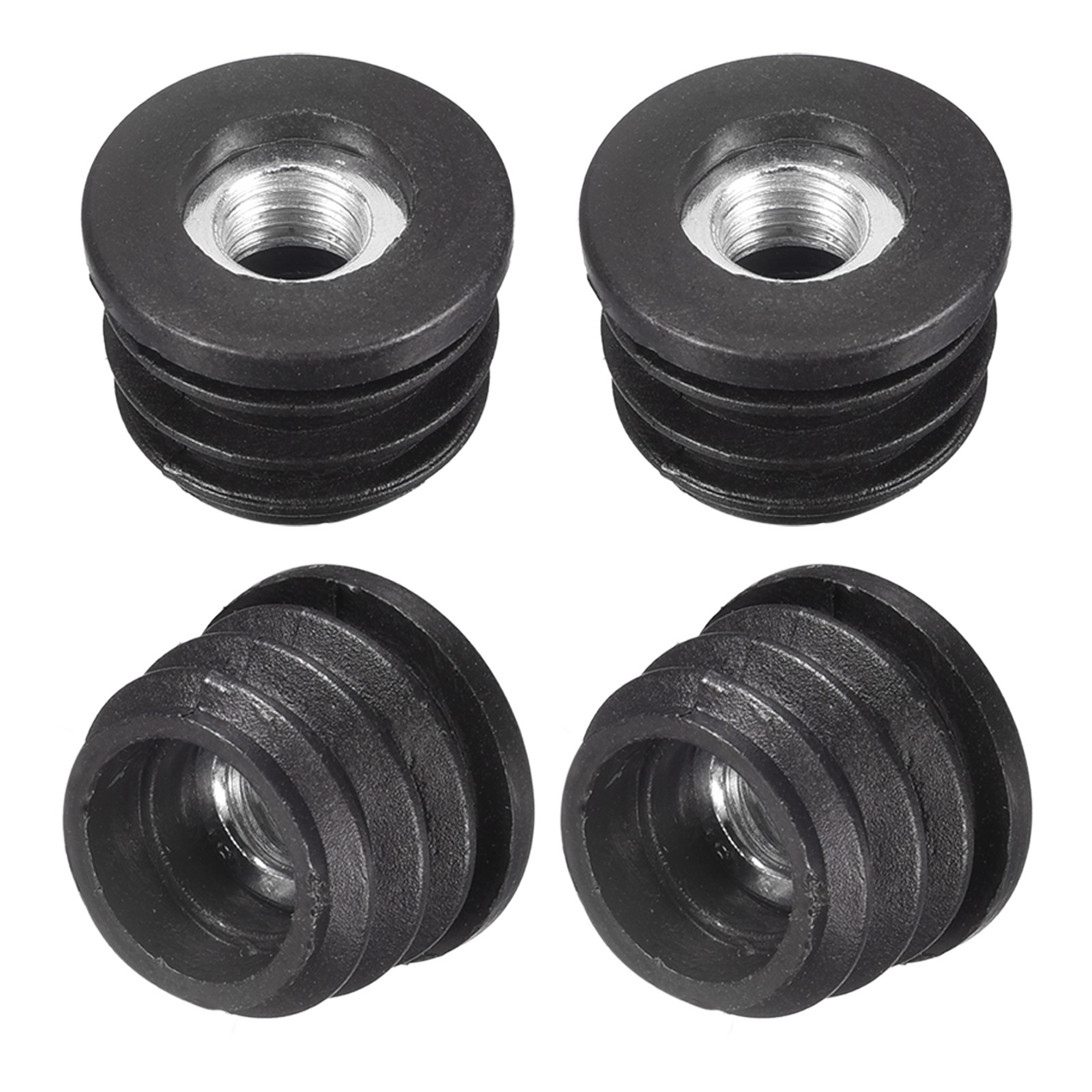 4Pcs Round Black Tube Inserts with M8 Thread, for 30mm/1.18" OD Round Tube