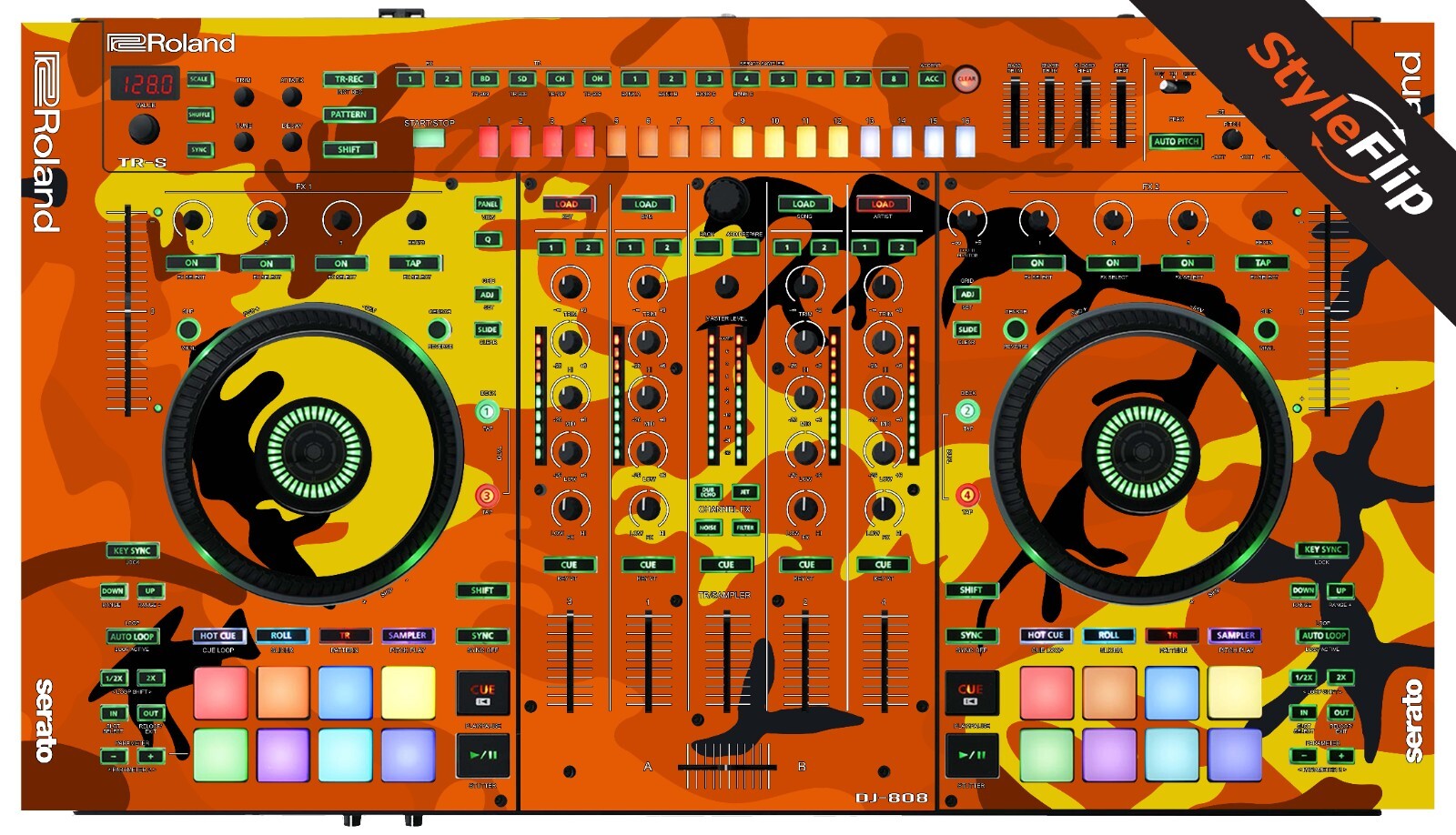 Roland DJ 808 Skins | Orange Camo | Protective Decal | StyleFlip Skins