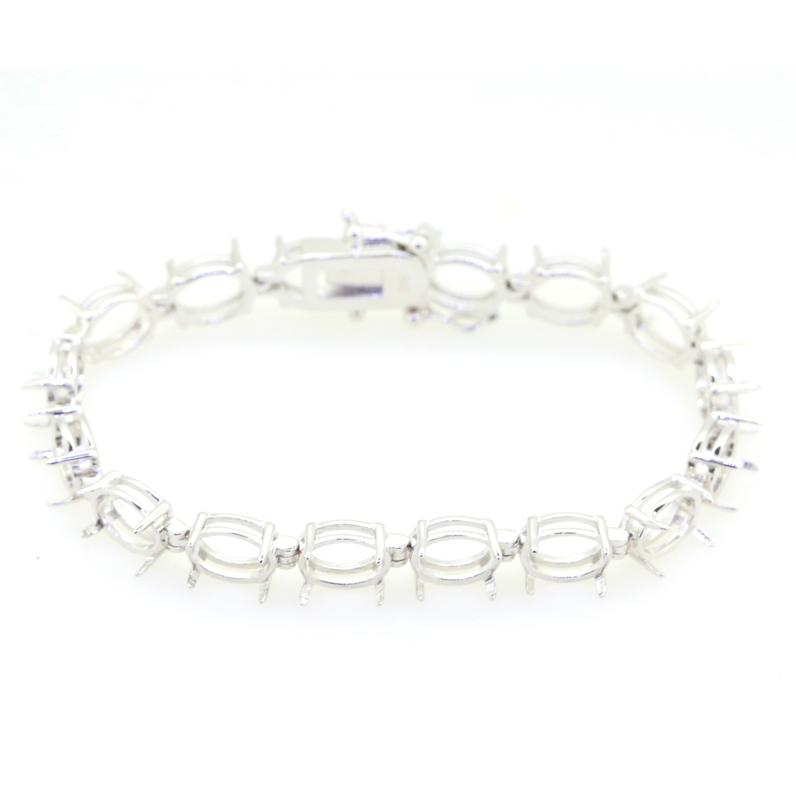 Sterling Silver Semi Mount Bracelet Setting Oval OV 9x7mm Tennis Bracelet