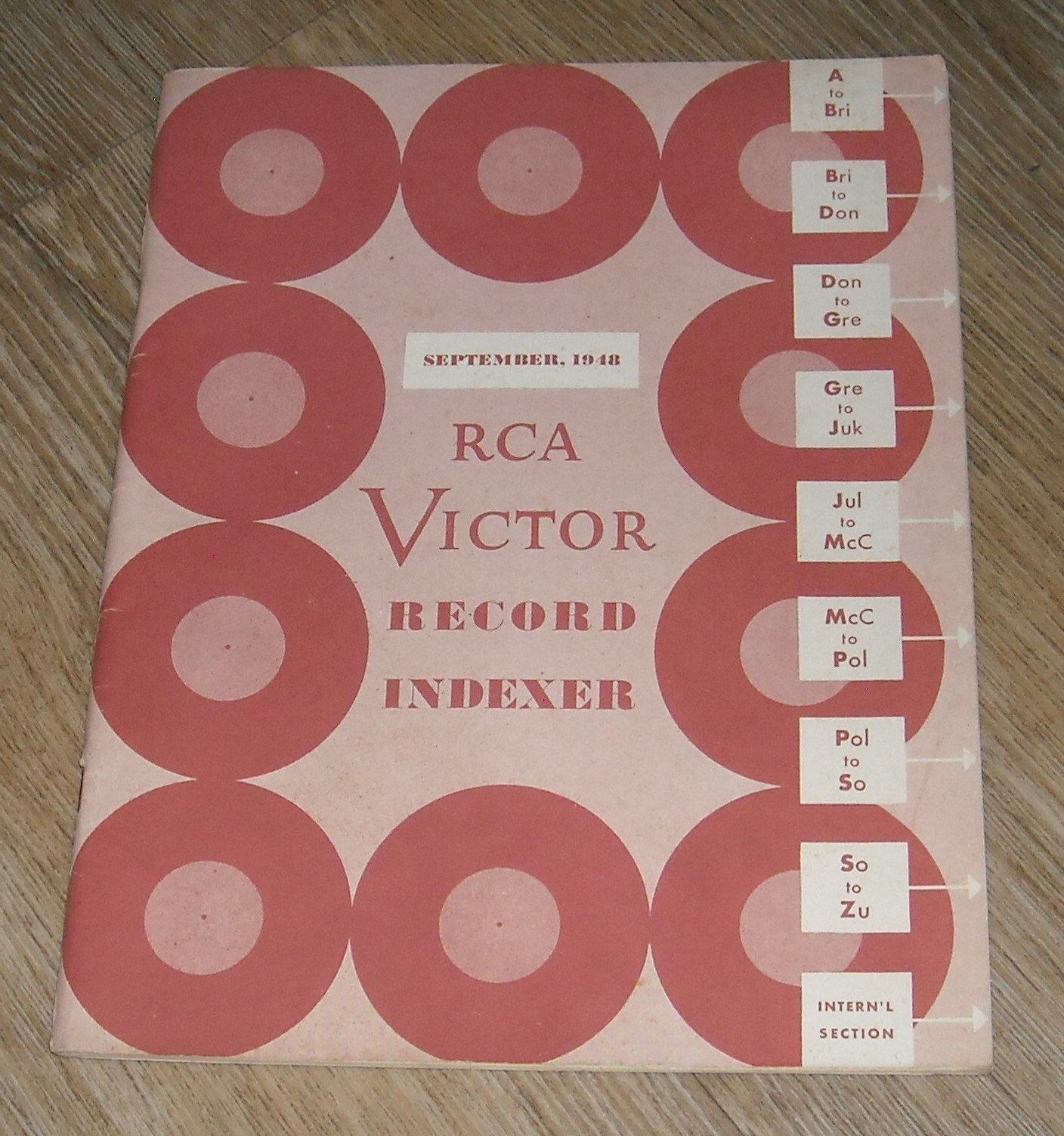 RCA VICTOR RECORD INDEXER BOOKLET September 1948 DISCOGRAPHY A-Z & INTERNATIONAL