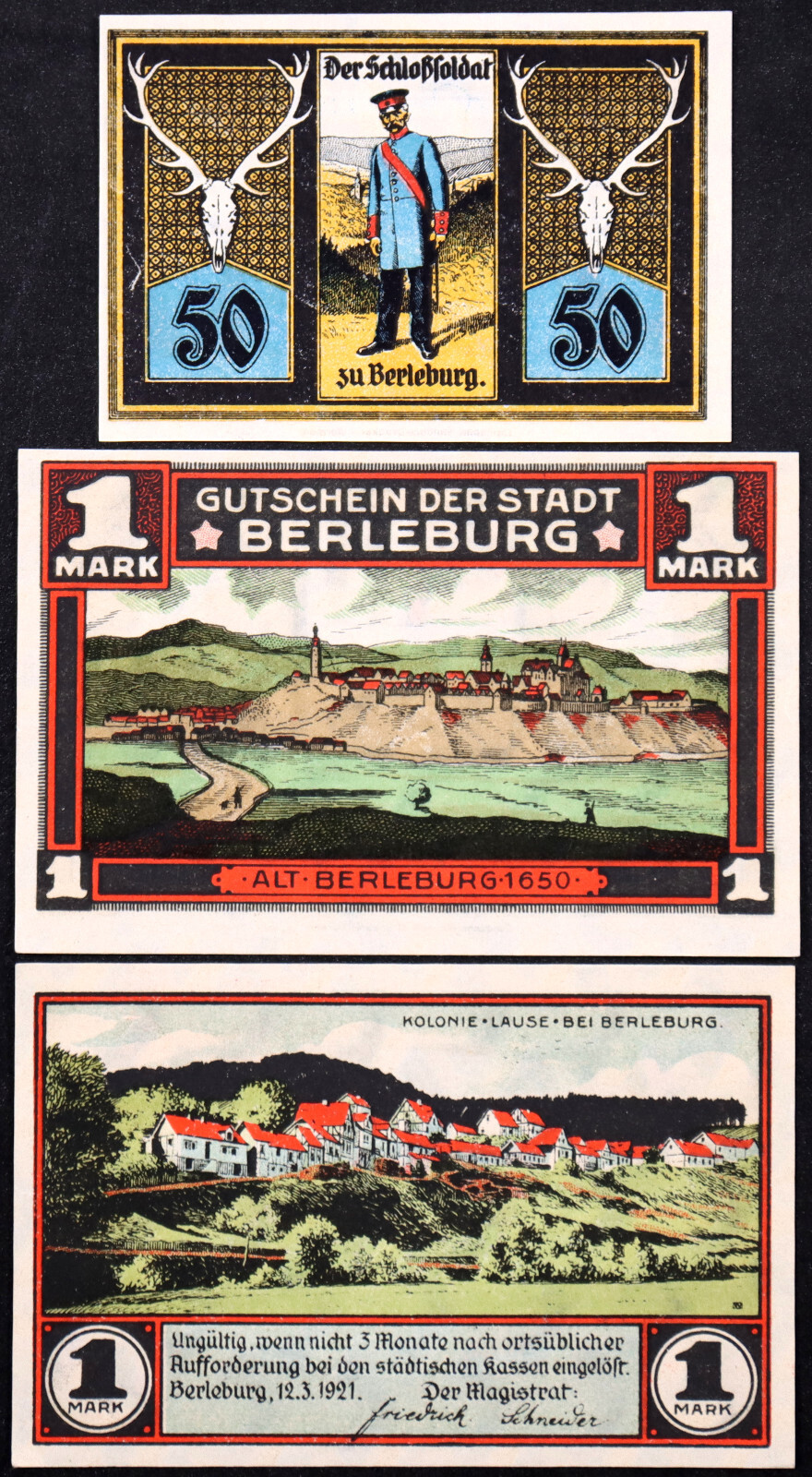 BERLEBURG 1921 "Hunting Grounds, Gypsy Colony" Complete Series German Notgeld