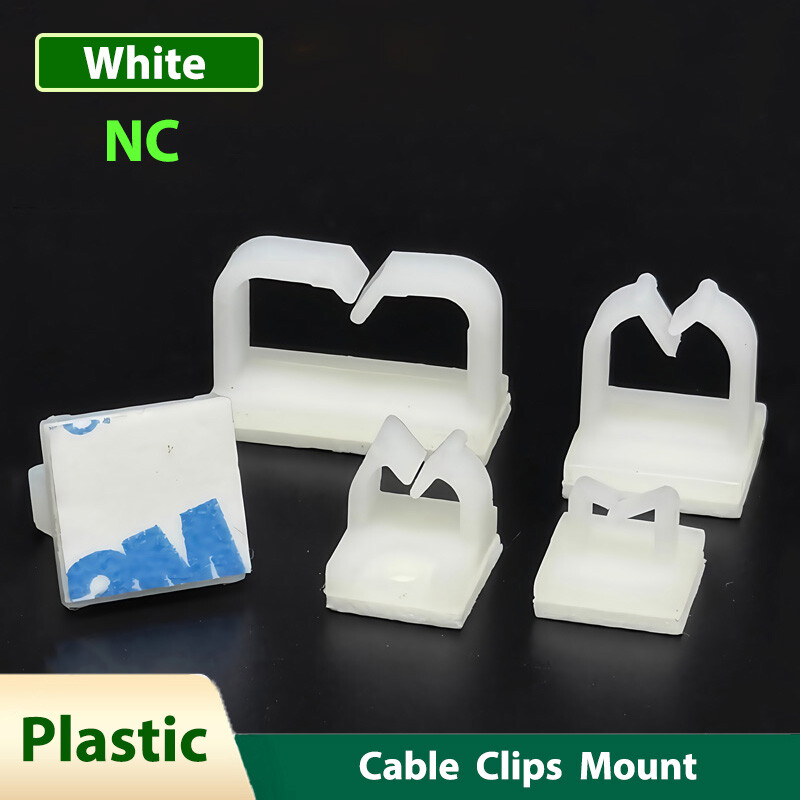 100 Pcs Cable Clips Mount NC Self Adhesive Wire Conduit Sticky Pads Clamp Holder