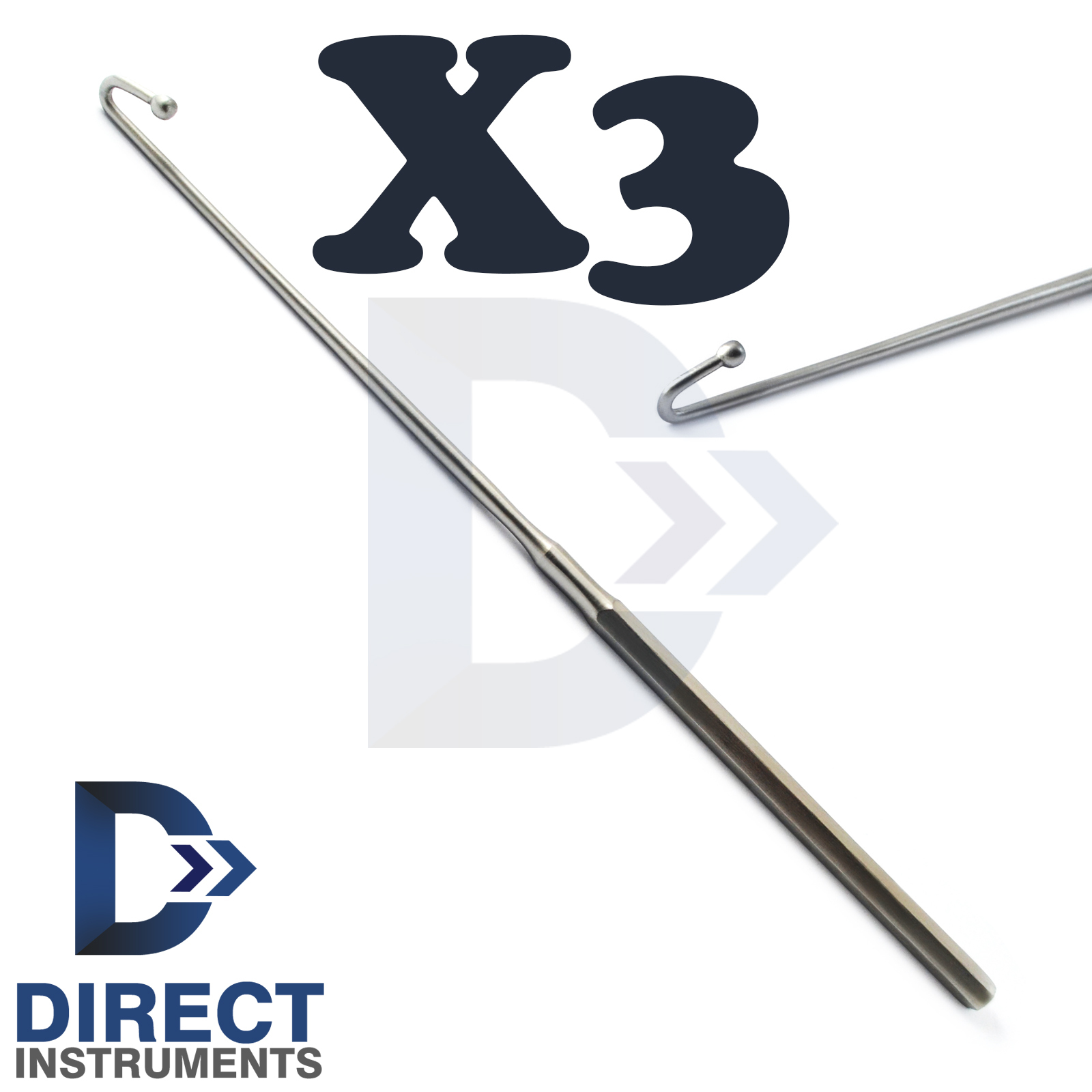 X3 Spay Snook Hook Ball Ovaries Uterus Removal Animal Surgical Veterinary Tools