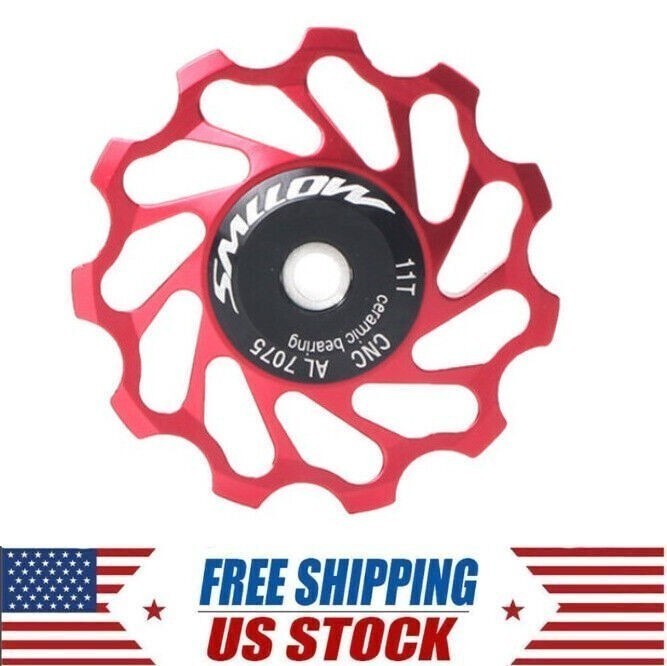 11T Rear Derailleur Guide pulley w/ Ceramic Sealed Bearing Jockey Wheel Bike Red