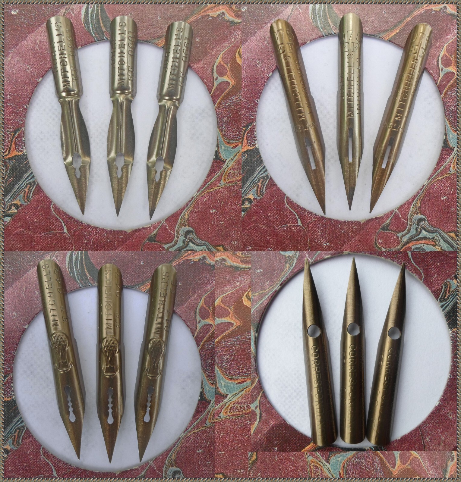 3 vintage John Mitchell nibs: 09 F Correspondence Pen, 047 EF, 075 EF, 0661 EF