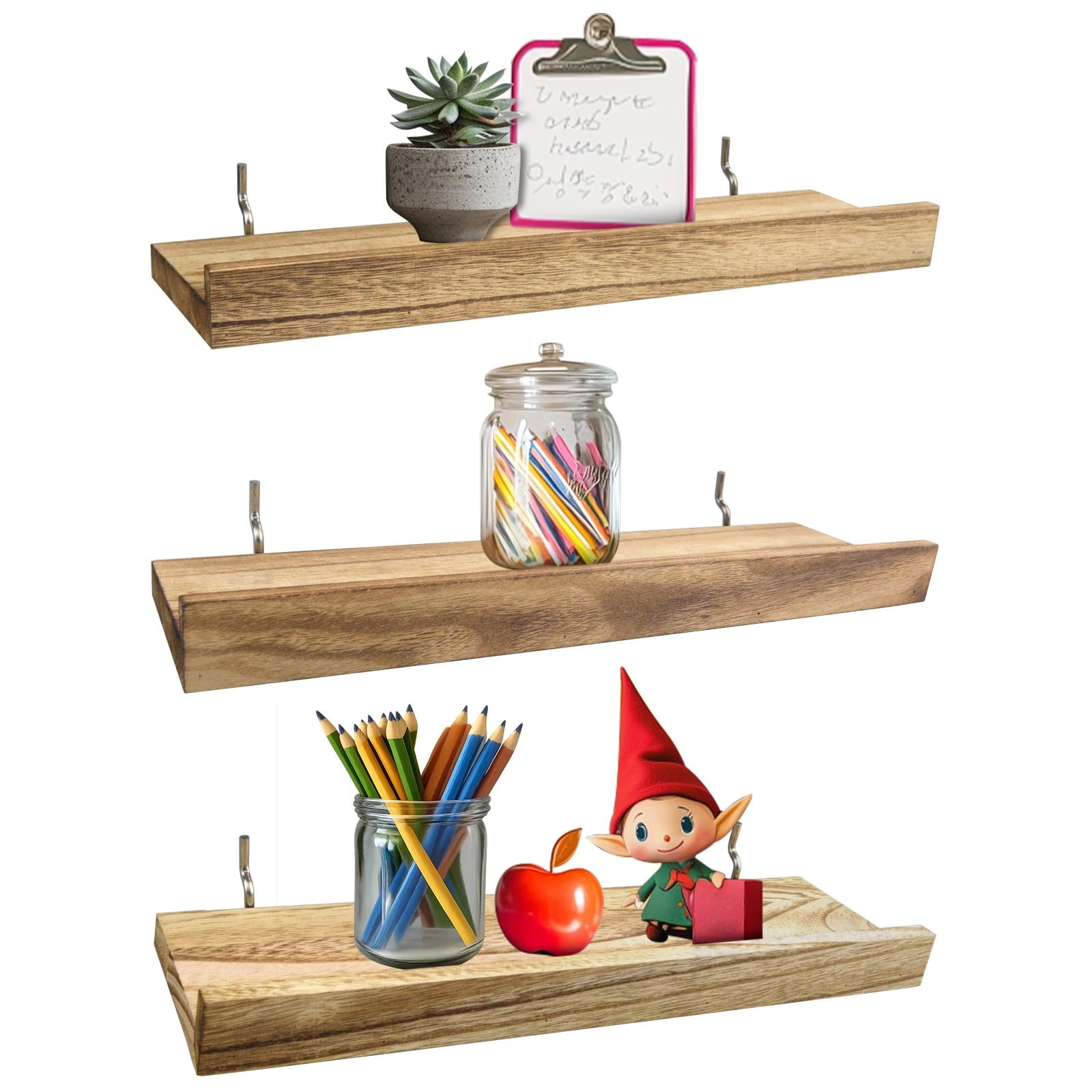Wood with Lip 14 x 4 Peg Board Racks 3Pack Wall Organizer Shelf 1/4 inch ...