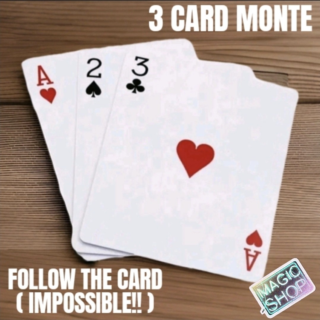 Magic Trick Three Card Monte Impossible Follow Gimmick Cards T17