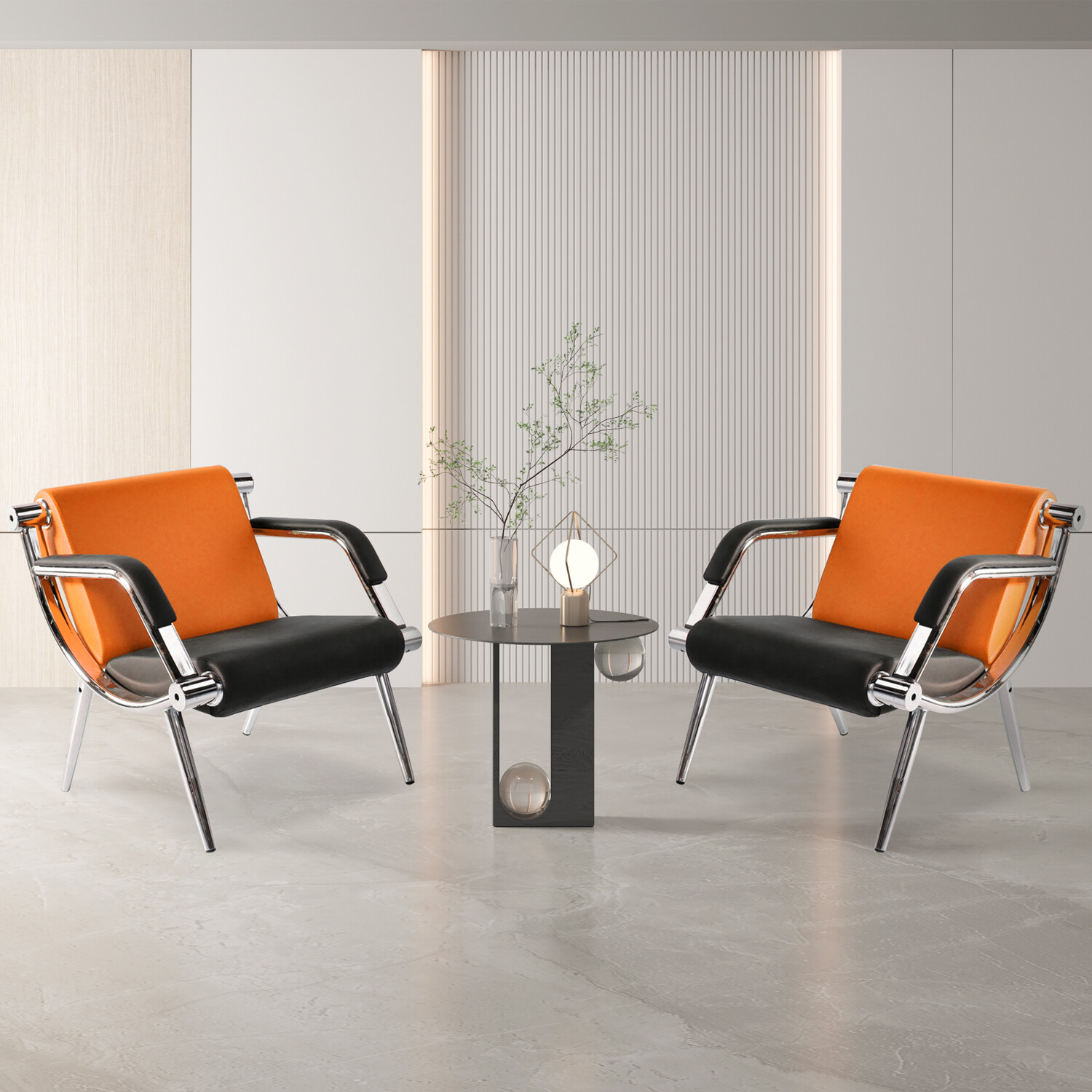 2 PCS Office Reception Waiting Room Chairs PU Leather Airport Guest Salon Bench