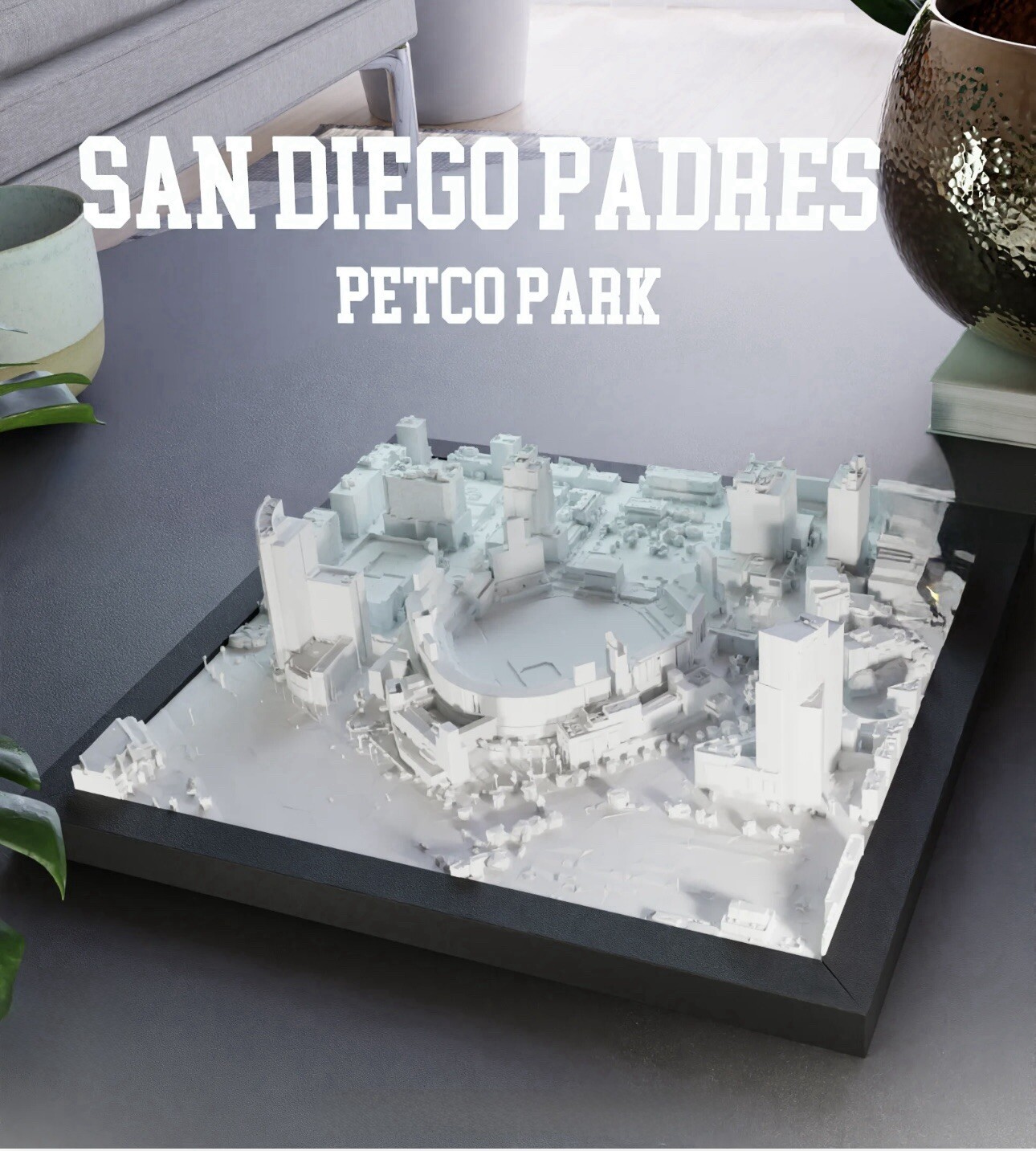 San Diego Padres Petco Park SD Ballpark Replica Model  MLB 8”x 8” Framed Desk