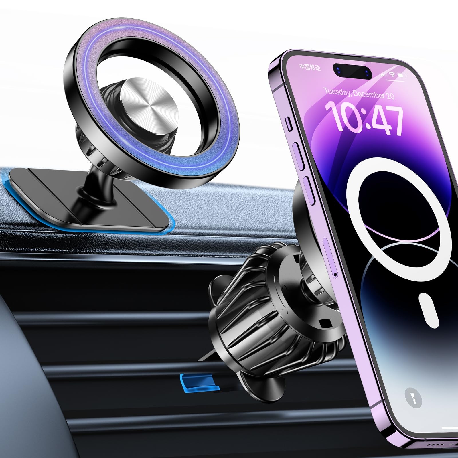 Magsafe Car Mount,20 Strong Magnets,Magnetic Phone Holder for Car Phone Holder