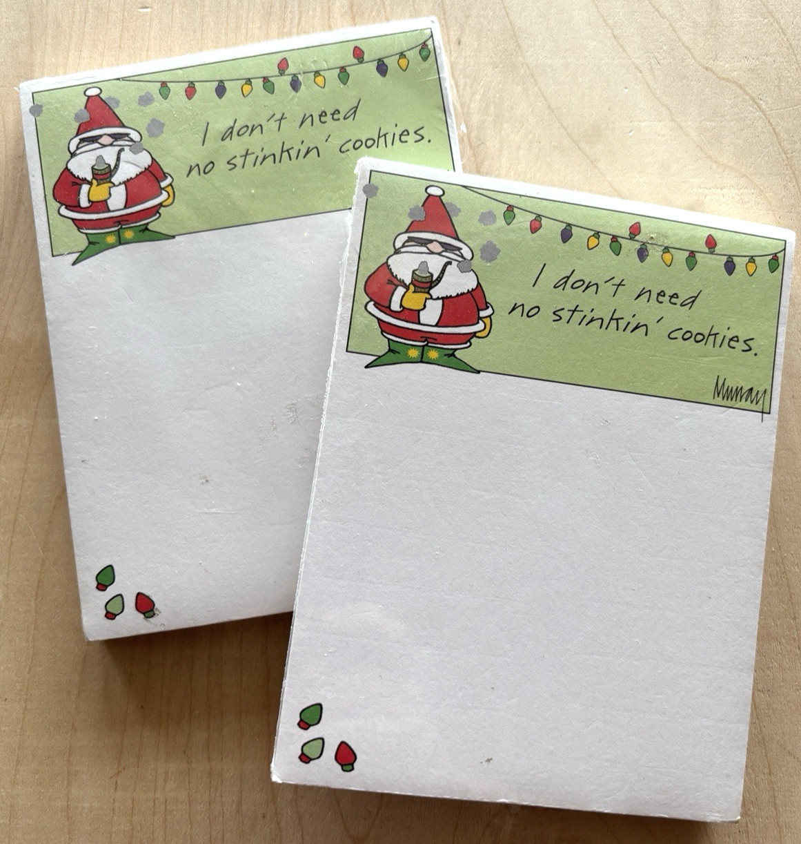 Funny Christmas Magnetic Notepads LOT of 2 NIP Murrays Santa No Stinkin' Cookies