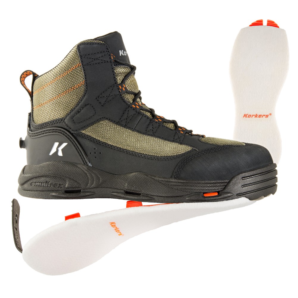 KORKERS Men's Greenback Dried Herb/Black Wading Boots - All Sizes