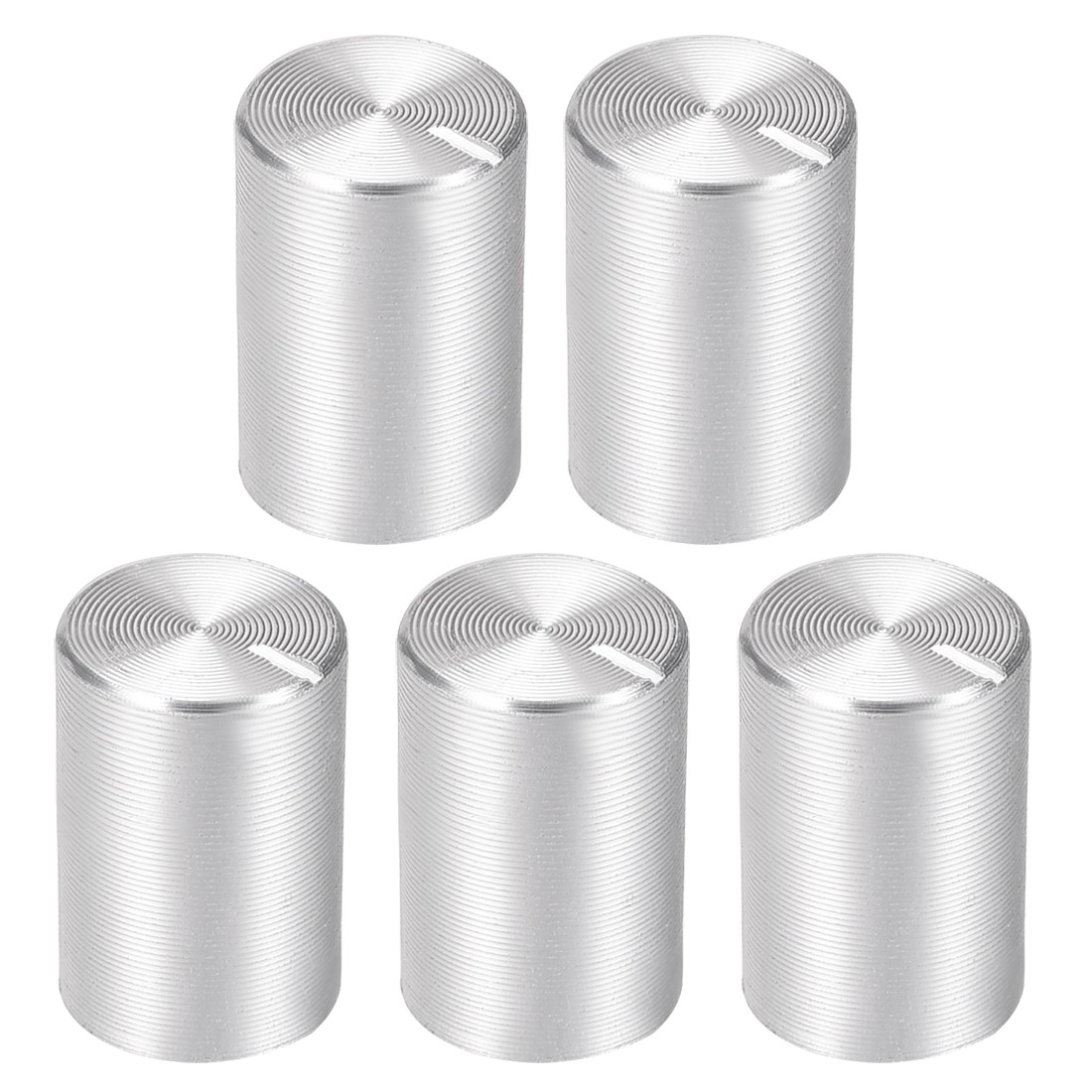 5 x Potentiometer Knob Knurled Shaft Silver Tone Aluminum 6mm Shaft 10x15mm