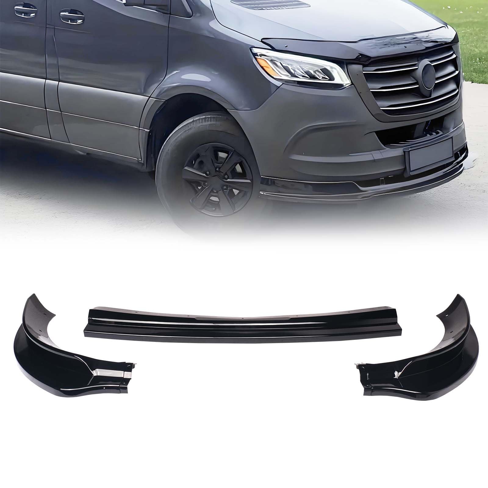 Front Bumper Lip Splitter Gloss Black for Sprinter 2019-2025 1500/2500/3500 W907