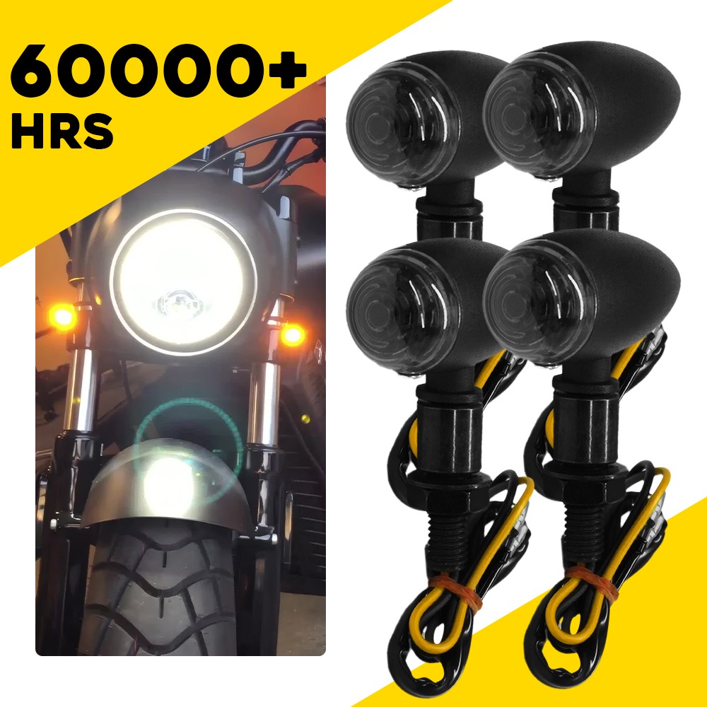 Bullet Amber Turn Motorcycle Black Signals Blinker Lights For Harley Sportster