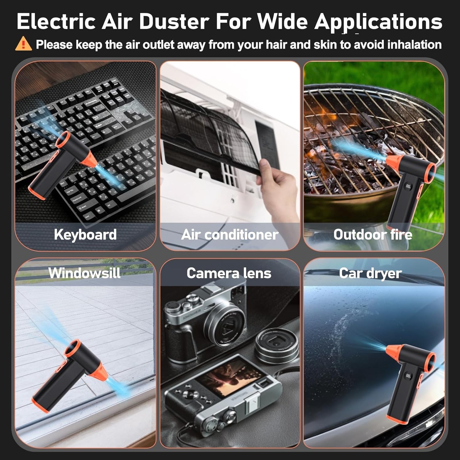 Compressed Air Duster Rechargeable Electric Air Duster for PC Keyboard Mini D...