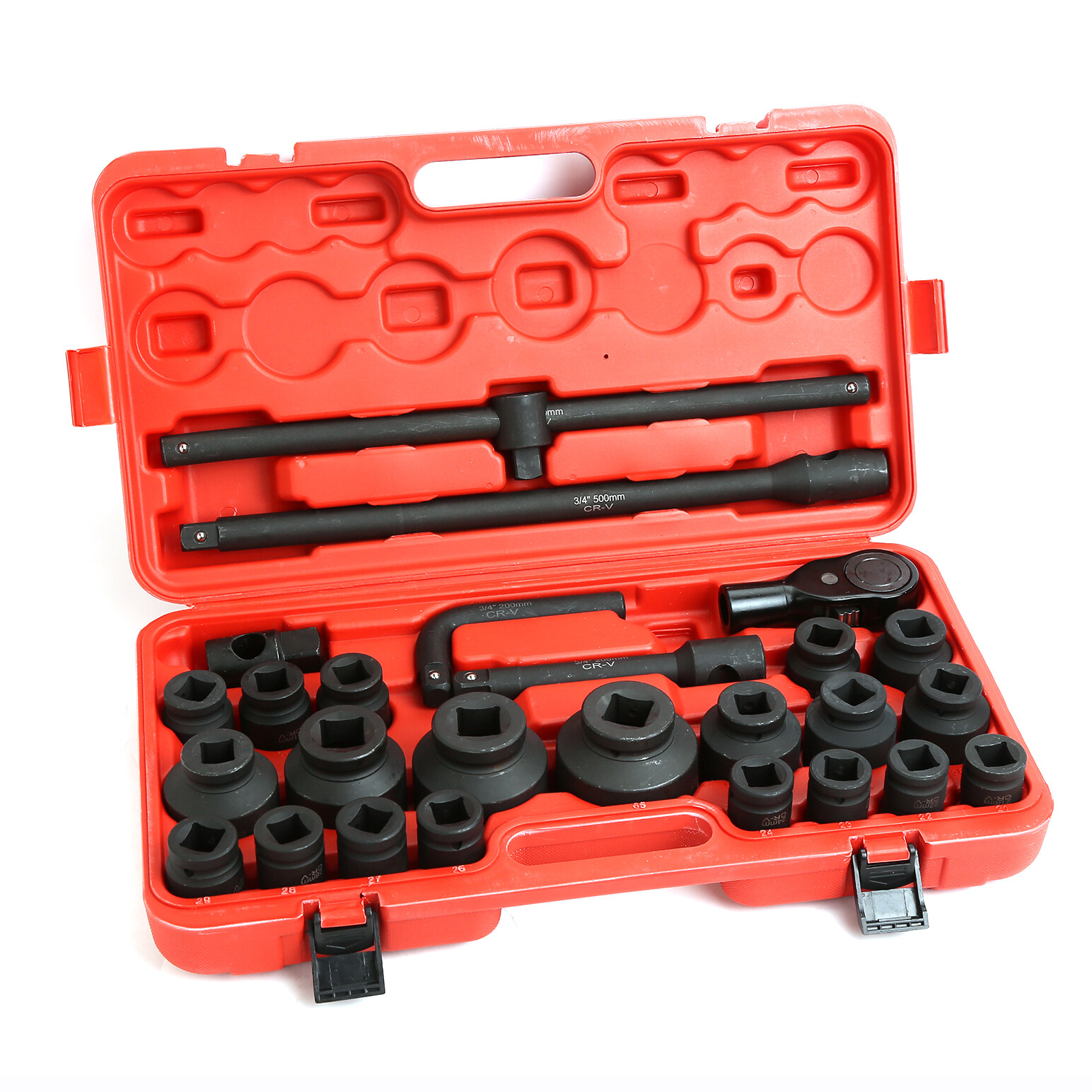 3/4" Dr Metric Impact Socket Set 21mm to 65mm 27PC Shallow Assortment Socket Set
