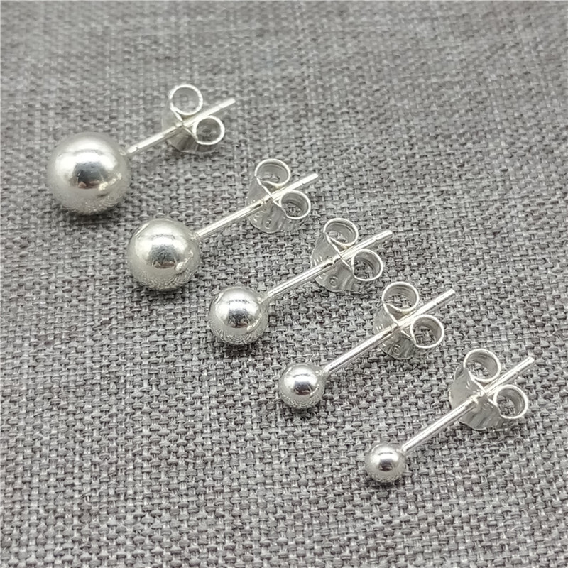 5 Sterling Silver Ball Earring Posts 1.5mm 2mm 2.5mm 3mm 4mm 5mm 6mm