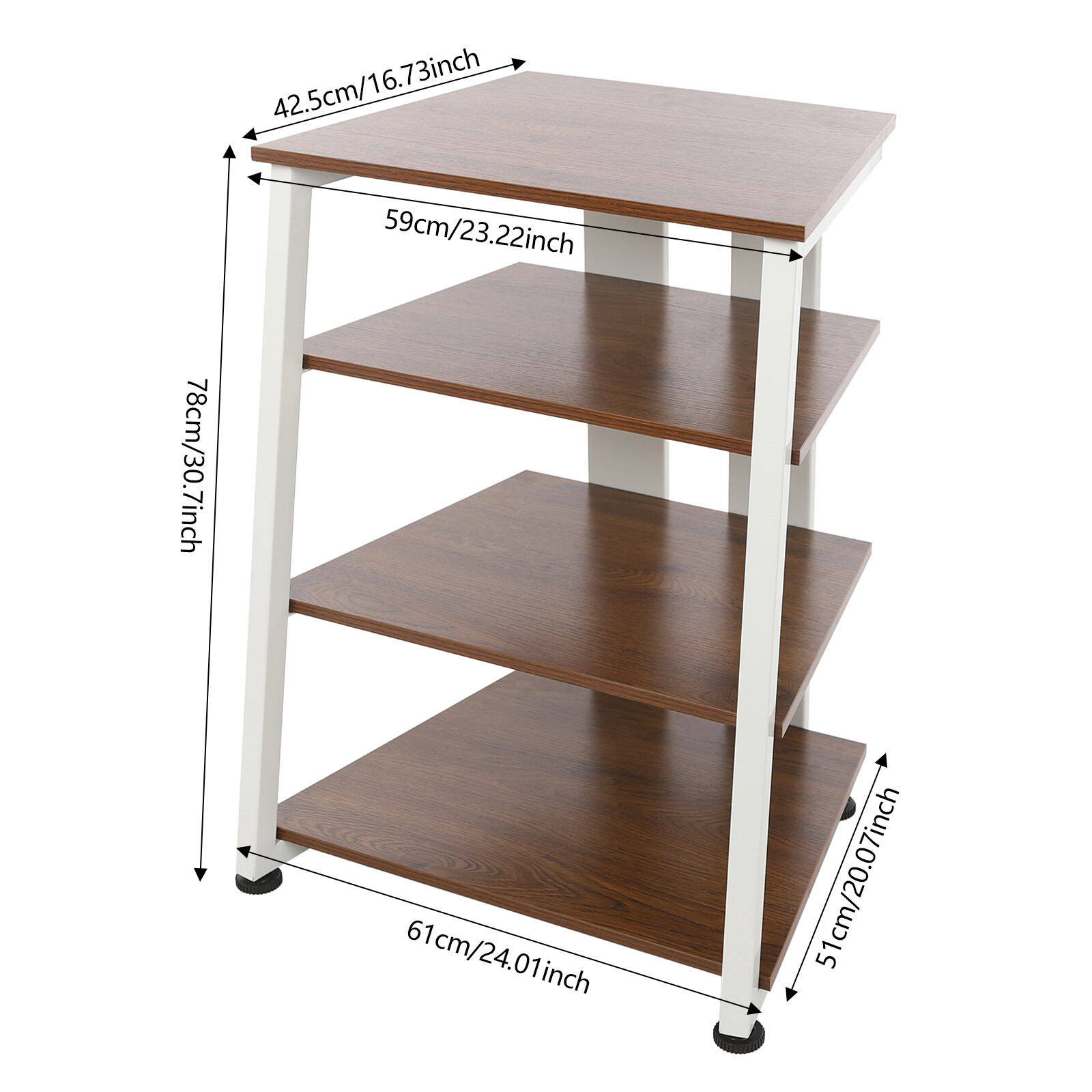 4-Tier AV Media Stereo Stand Console With Storage Shelves Holder Load 110.23lbs