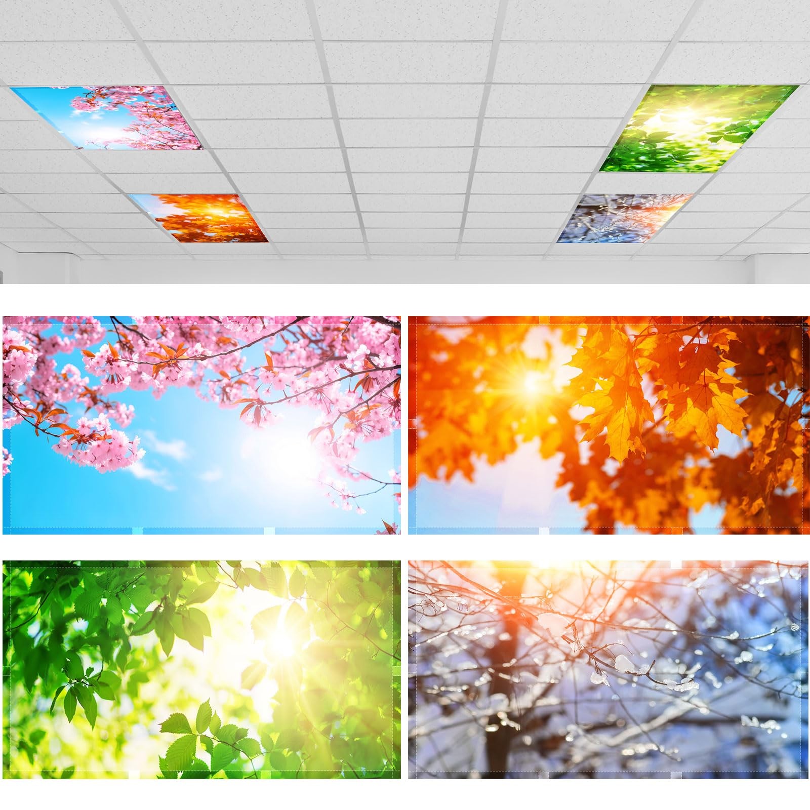 ROCEEI 4 Pcs Fluorescent Light Covers Ceiling Lights, 4 x 2 Feet, Magnetic