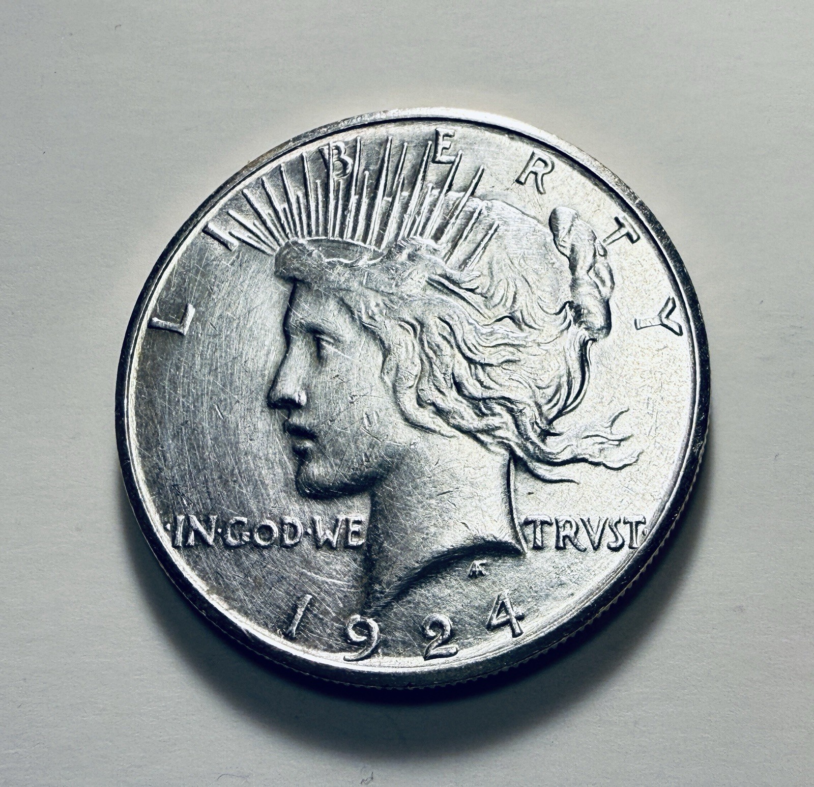 Nice Luster 1924 S PEACE DOLLAR UNC MS DETAILS (cleaned) NICE STRIKE