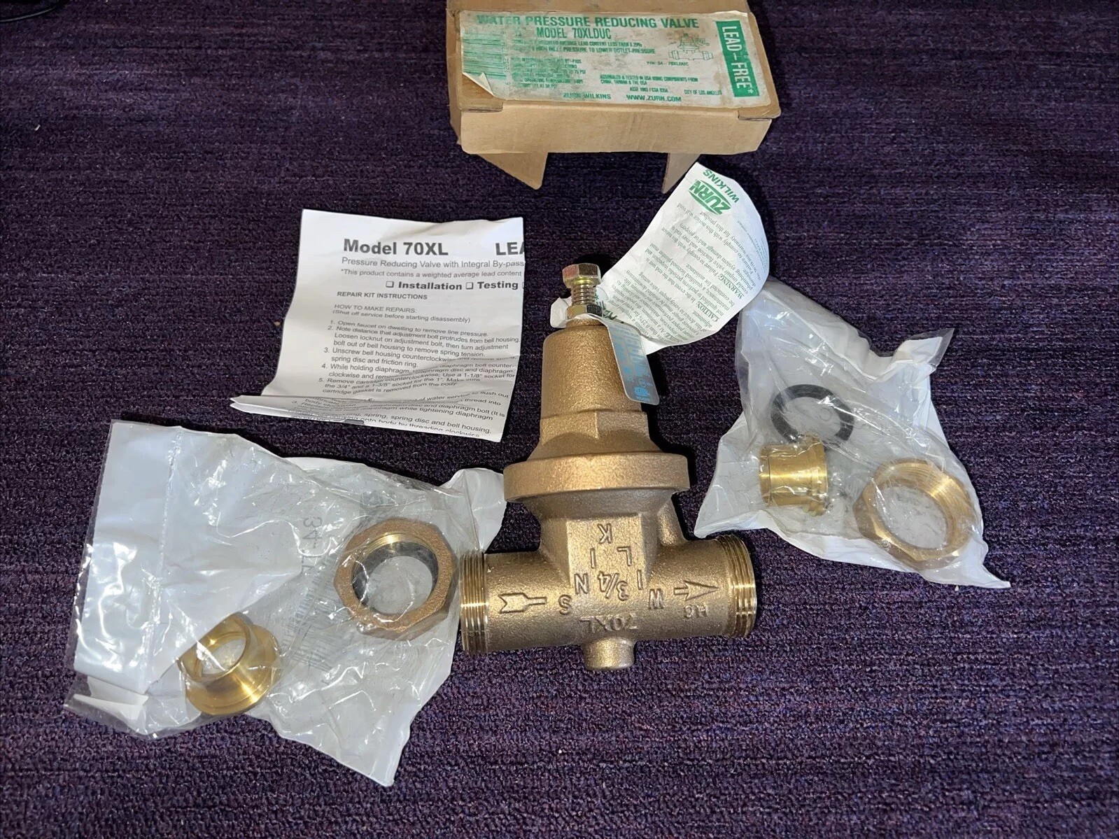 WILKINS 70XL Bypass Valve,3/4 Sz,Bronze,Lead Free New 1PC
