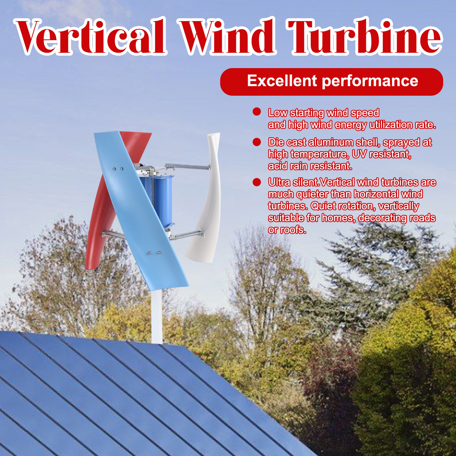 3000W 12V Vertical Axis Wind Turbine Generator Inverter Controller KIT