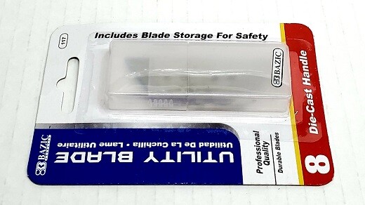 BAZIC UTILITY KNIFE REPLACEMENT BLADES RAZOR DIE-CAST SHARP 8 PACK CASE REFILL