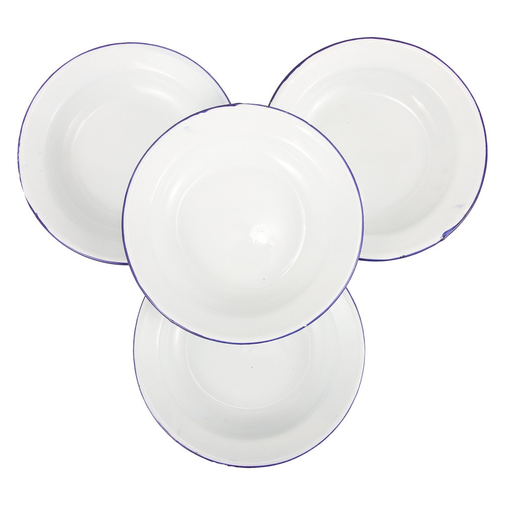 4 Pcs Enamel Food Dish Dinner Plates Kitchen Serving Tray Enamelware Platter