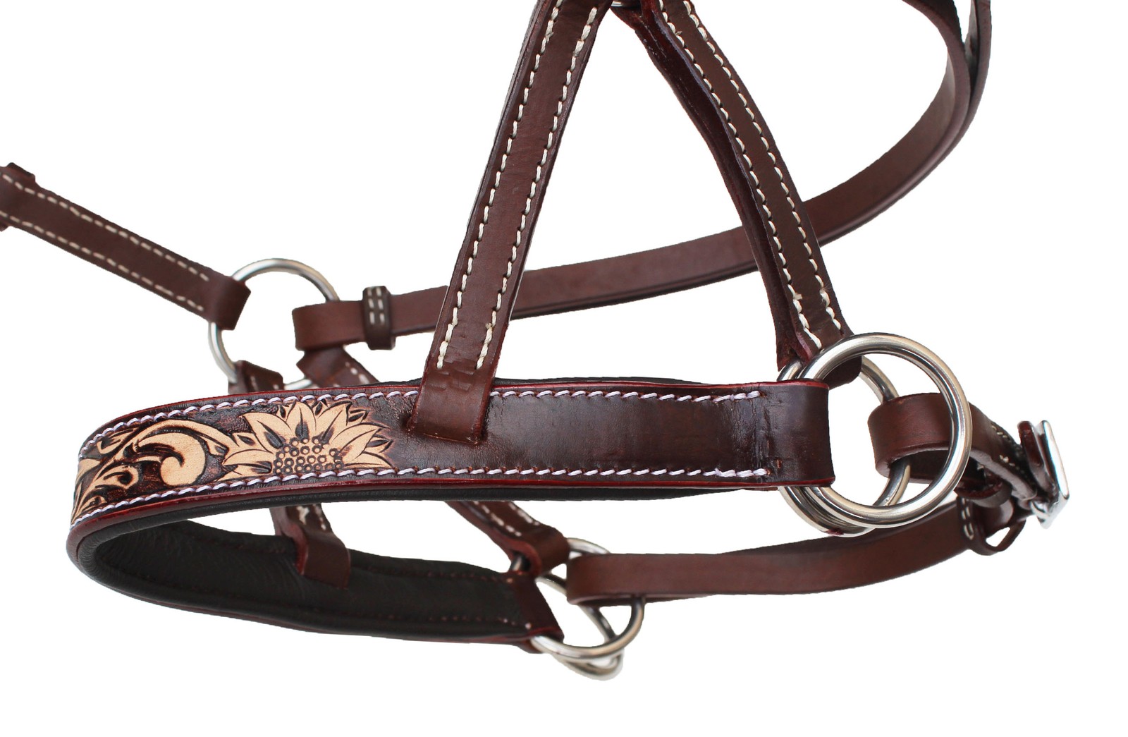 Horse Western Leather Bitless Sidepull Bridle Split Reins 77RS29BR