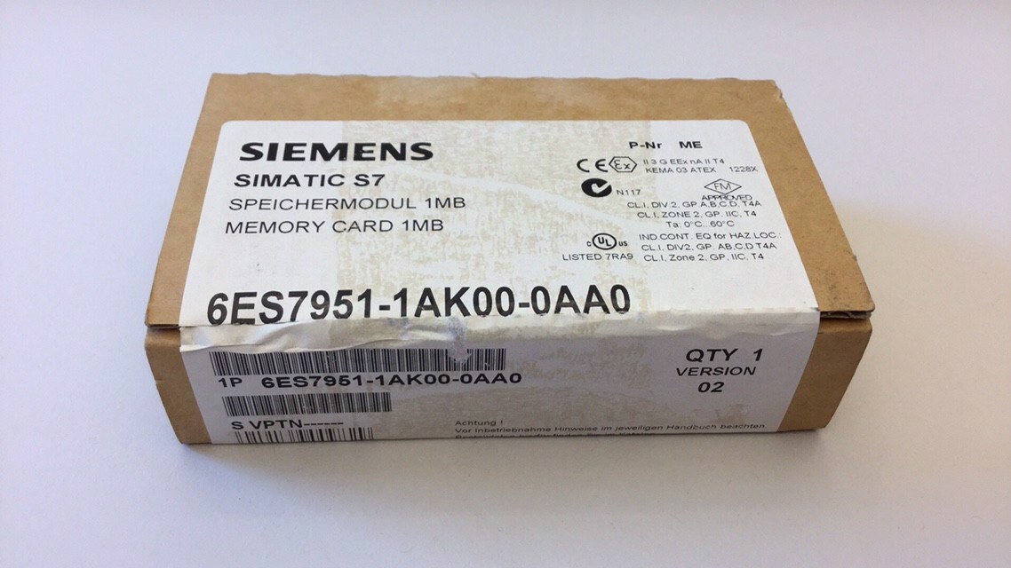 Siemens 6ES7951-1AK00-0AA0 Memory Card 1MB Simatic S7