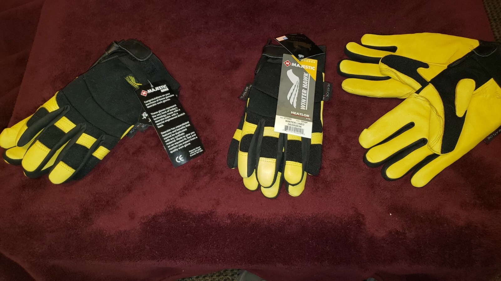 MAJESTIC WINTER HAWK WINTER LINED DEERSKIN GLOVES 2150H w/HEATLOK Size Lrg glove
