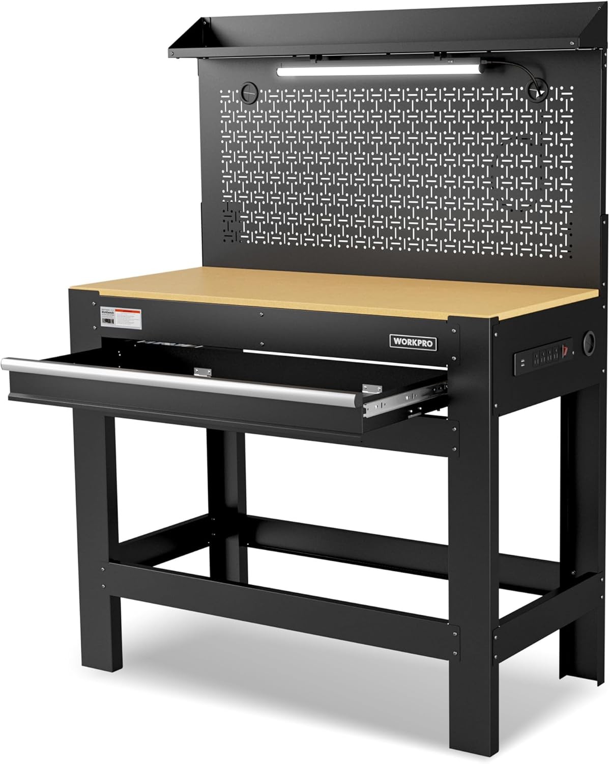 WORKPRO 45" Garage Workbench with Storage Heavy-Duty Workbench with Pegboard New