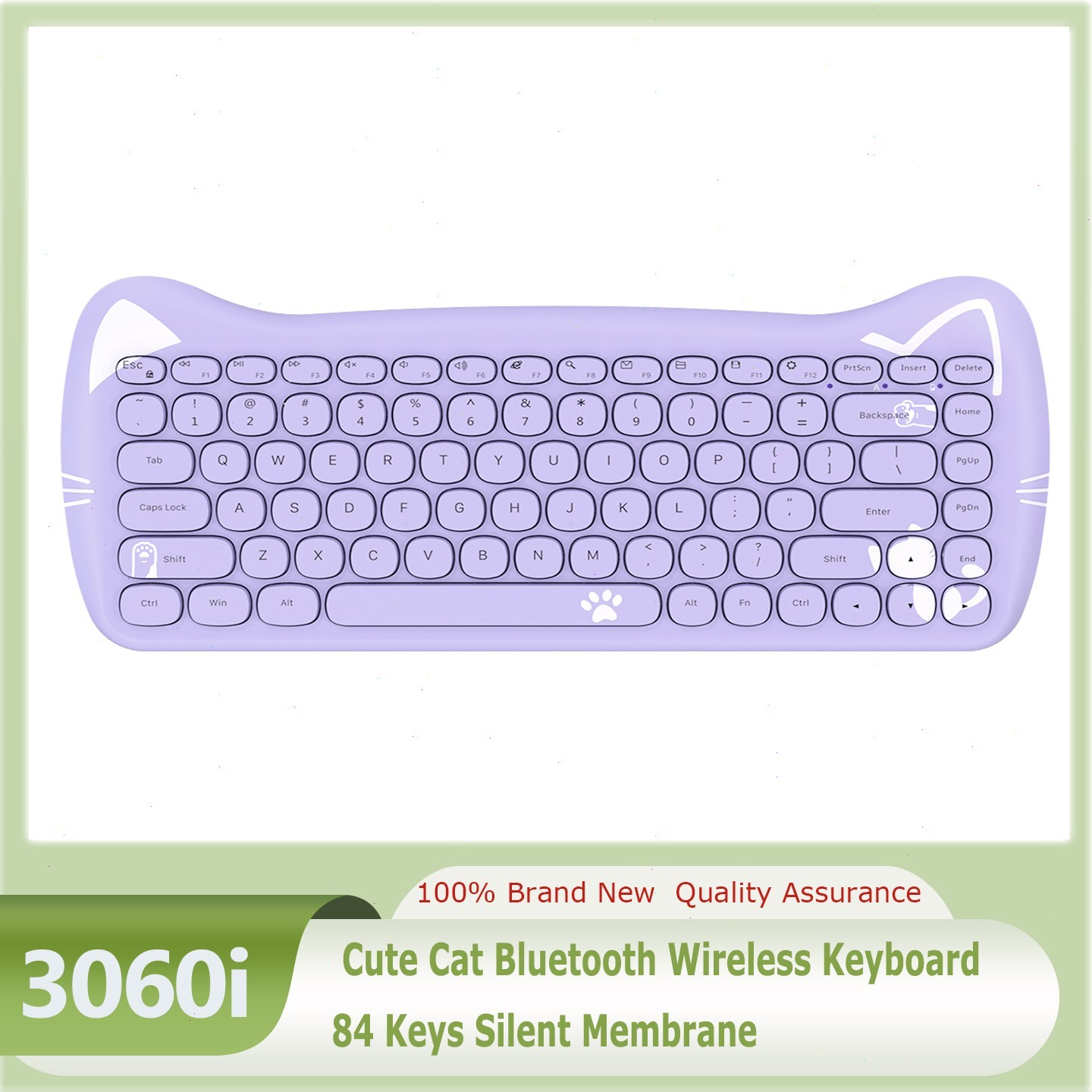 AJAZZ 3060i Cute Cat Bluetooth Wireless Keyboard 84 Keys Silent Membrane