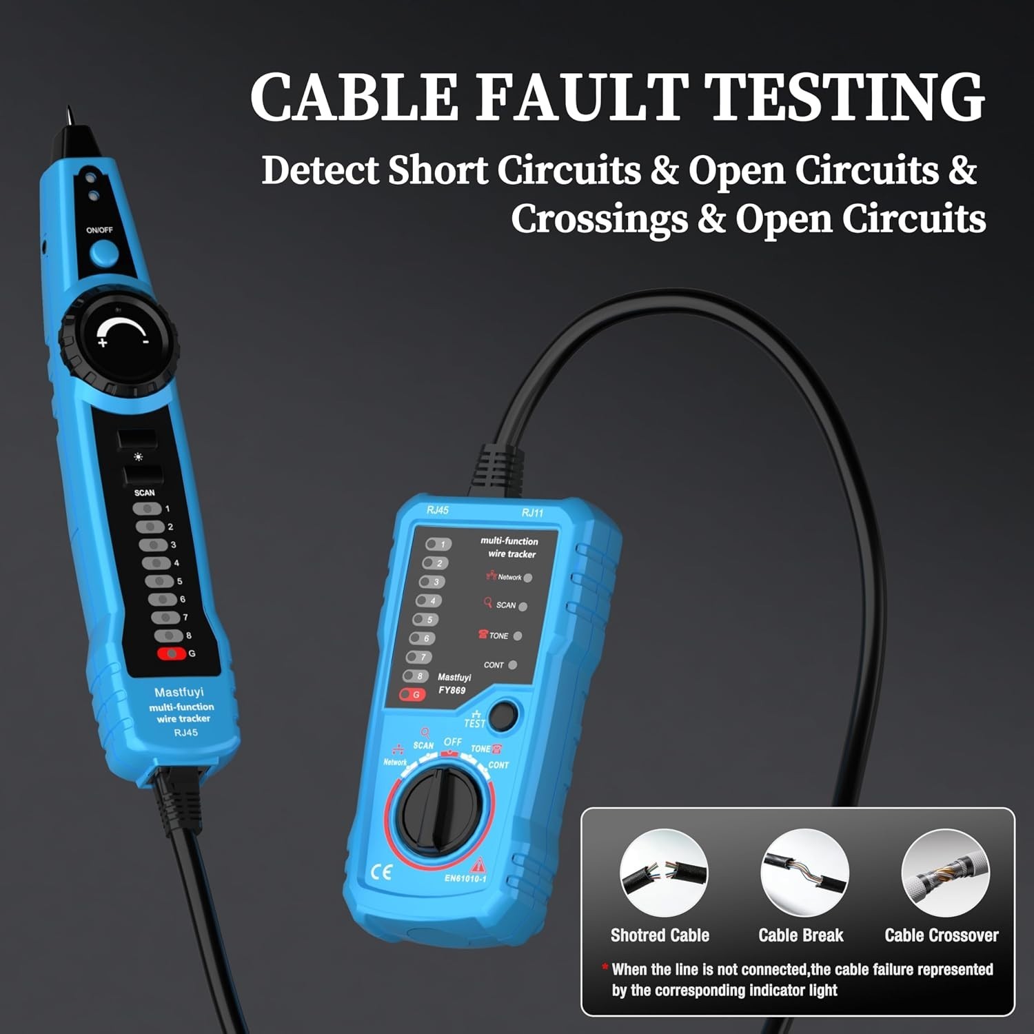 Professional Network & Cable Tester with Line Finder & Fault Detection
