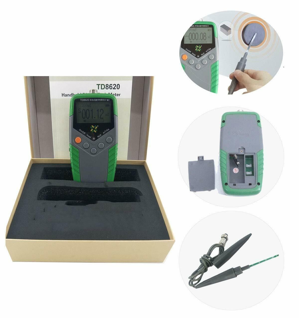 Tesla Meter Gauss Meter with Transverse Hall Probe Display Class 1 Accuracy