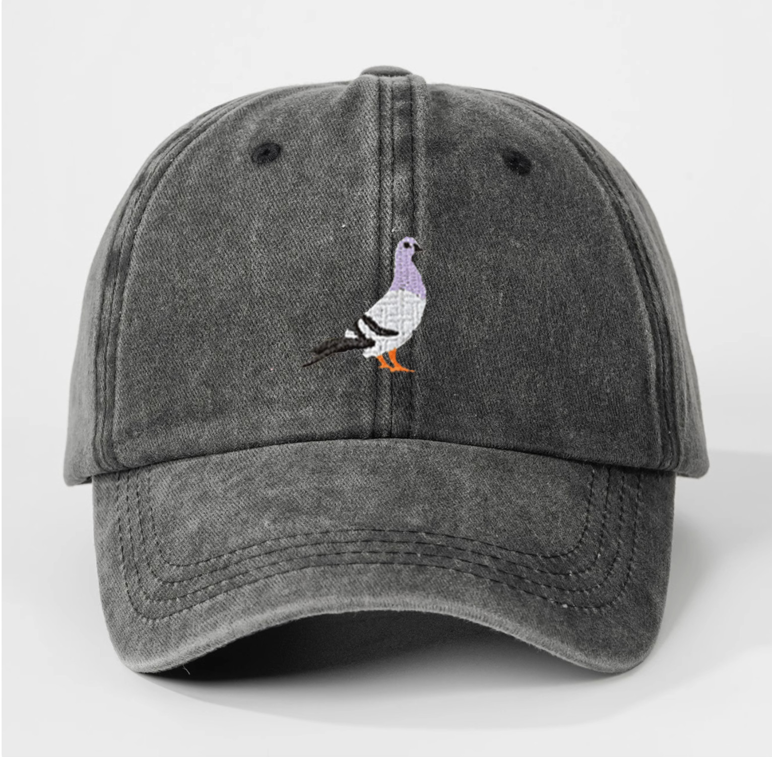 pigeon lover pigeon hat Embroidered Pigeon Washed Baseball Cap Outdoor Sun hat