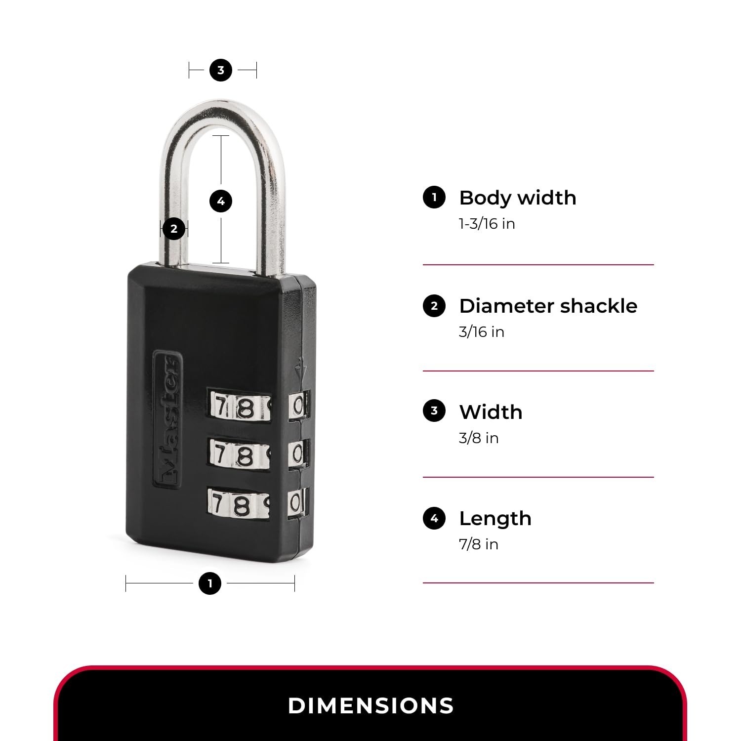 Master Lock Combination Padlock - 3-Digit Code for Gym & Luggage