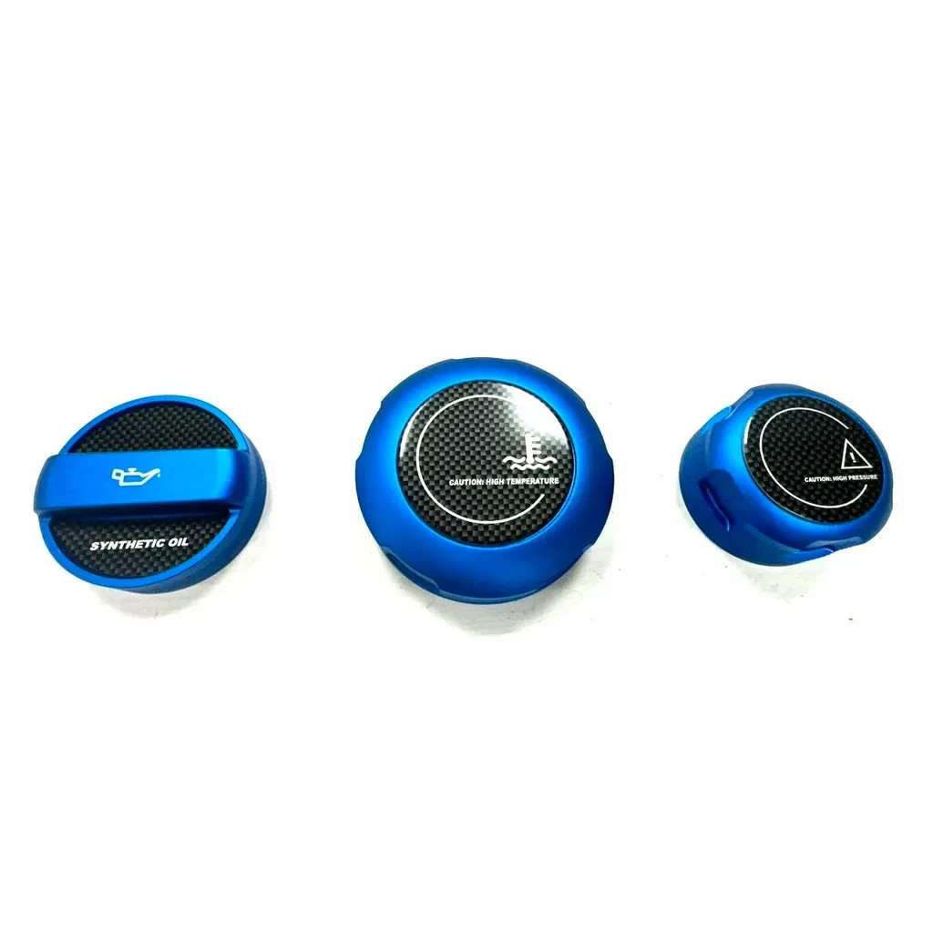 【MaxCap】BMW S55 Engine Oil Cap + Coolant Cap Set F80/F82/F83/F87  -Carbon / Blue