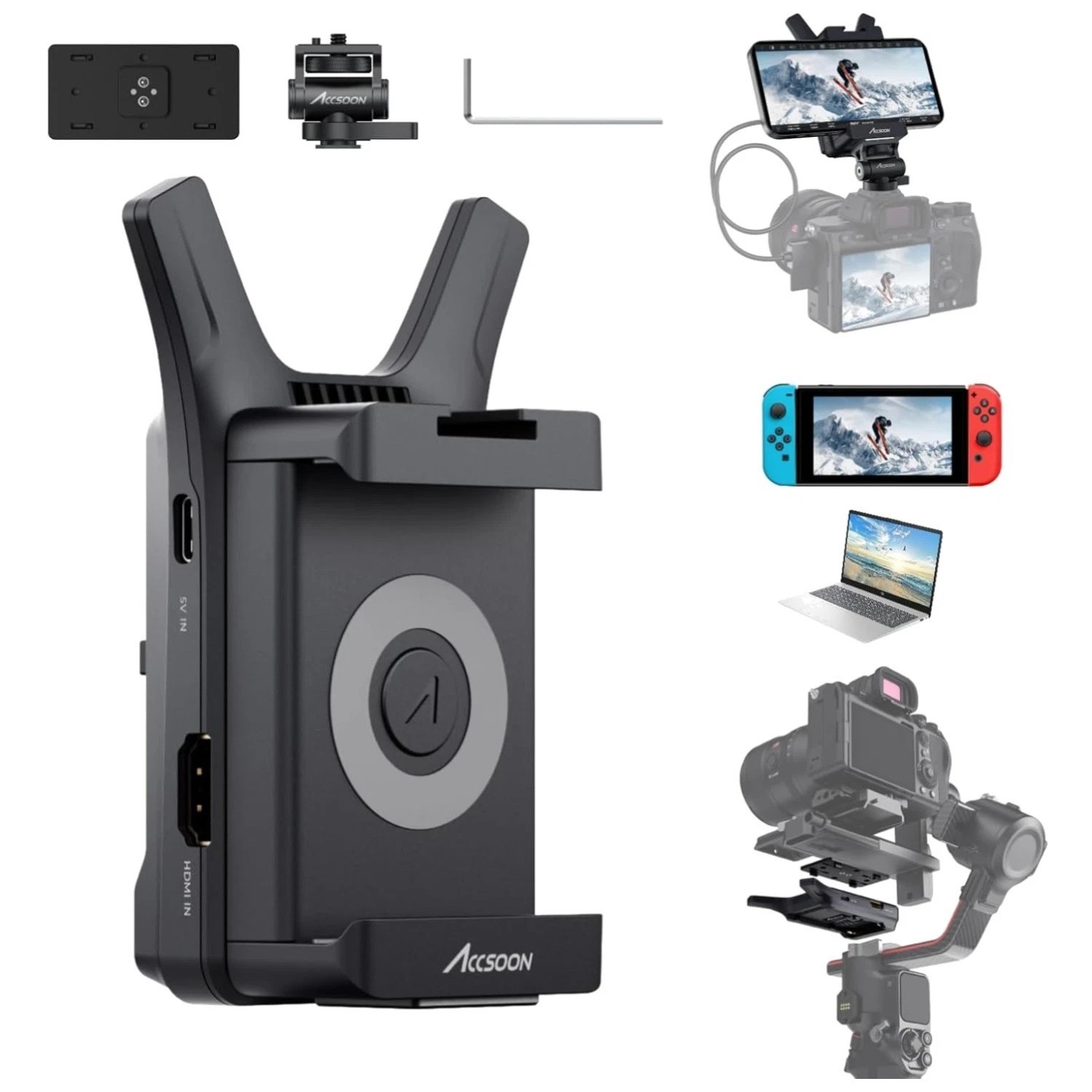 Accsoon CineView Nano Pack: Phone Clamp & Gimbal Adapter