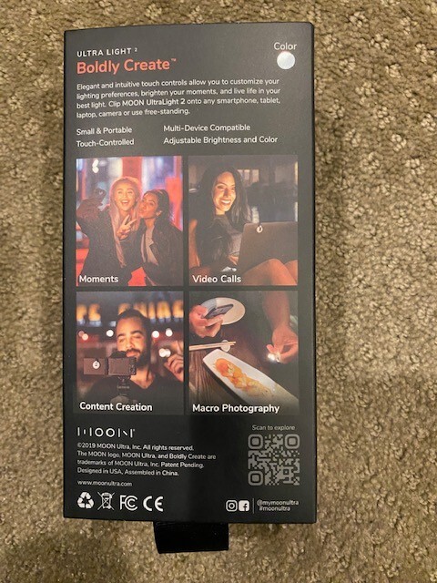 Black Moon Ultralight 2 - Phone Selfie Light with Touch Controls