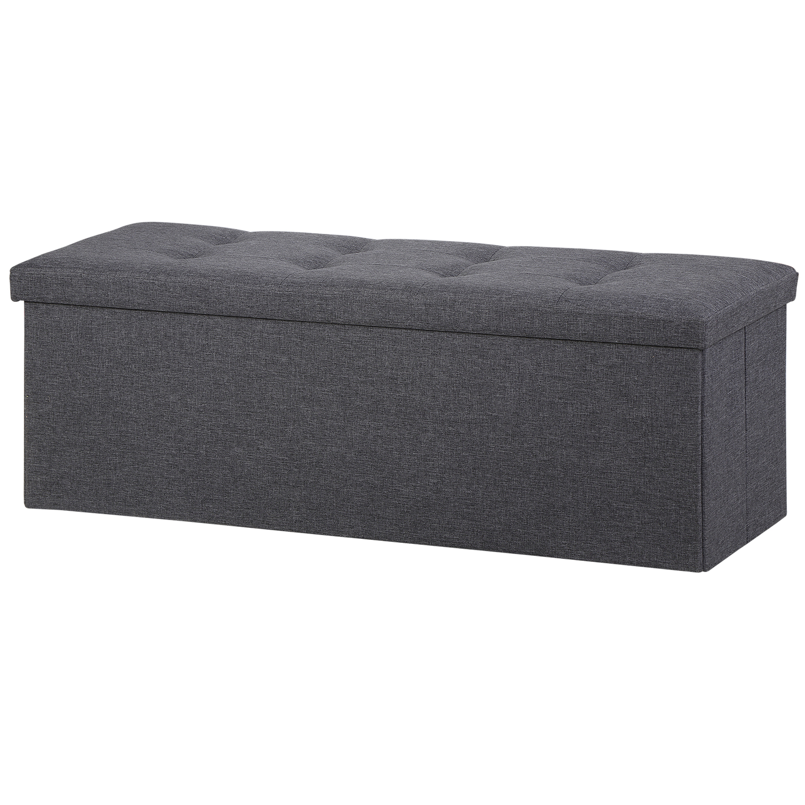 Folding Storage Ottoman Bench 43Inch Footrest Storage Chest w/Divider Dark Gray