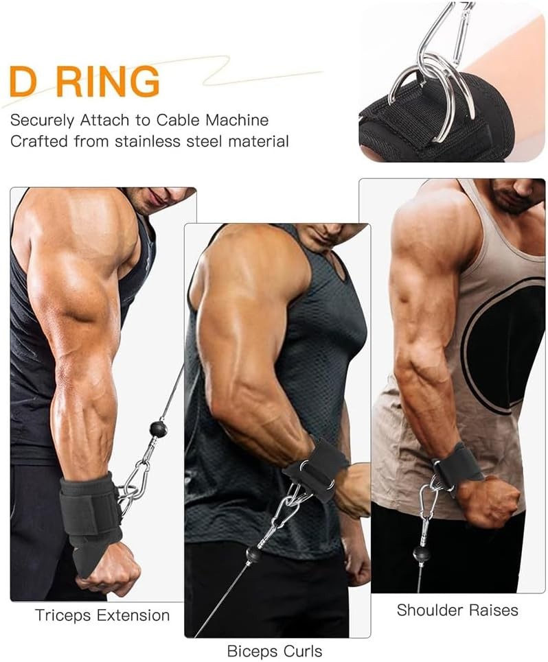 D Ring Cable Machine Straps for Weight Lifting - Perfect Gym Workout Accessories