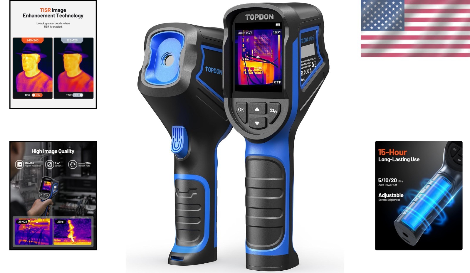 Portable TC004 Mini Thermal Camera - 128x128 to 240x240 Resolution, Smart Alerts